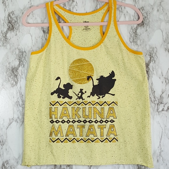 Disney Tops - 🌸 Disney Hakuna Matata Yellow Graphic Tank M C32